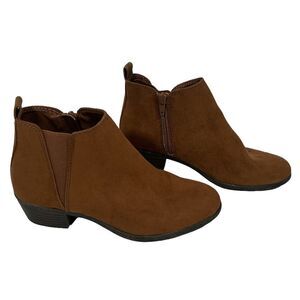 SO Brown Ankle Booties Heeled Boots Zip Hanno Fashion Short Casual Fall Spring